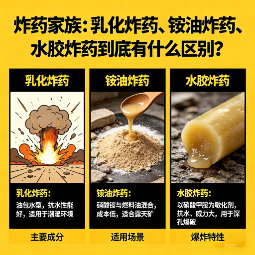 霍邱炸药家族：乳化炸药、铵油炸药、水胶炸药到底有什么区别？